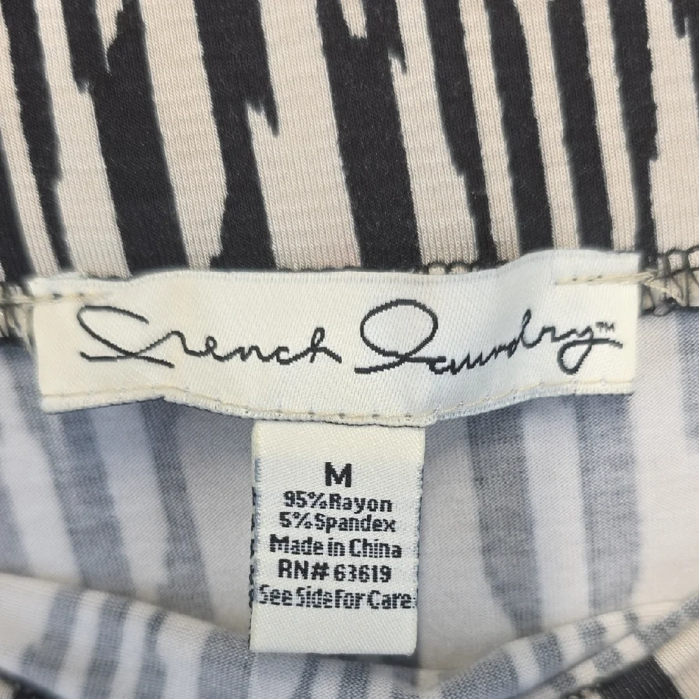 French Laundry Black & Cream Graphic Maxi Skirt Women’s Medium Stretch